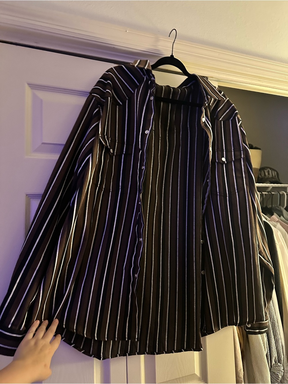 Striped Button-Up Shirt in Black and White